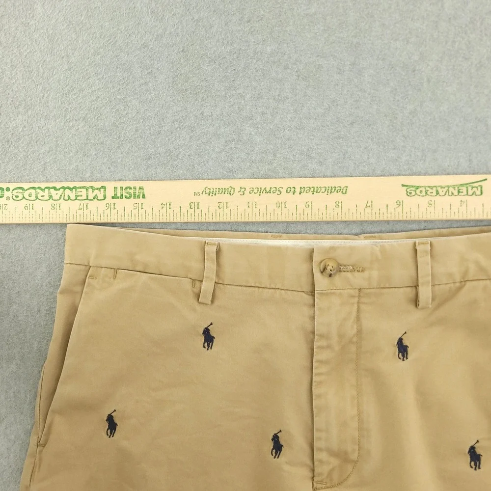 Polo Ralph Lauren Shorts Mens 33 Beige Stretch Chino Embroidered Pony 9